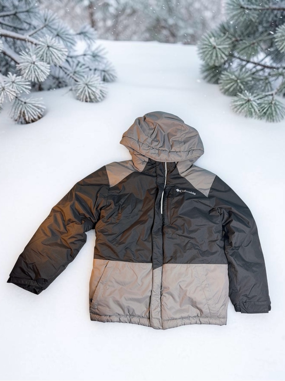 Columbia Youth Black/Gray Insulated Hooded Winter Coat Size XS 6/7